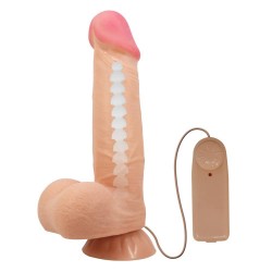 Вибриращо Дилдо 21см с плъзгаща кожа Sliding Skin 8,5" Flesh II