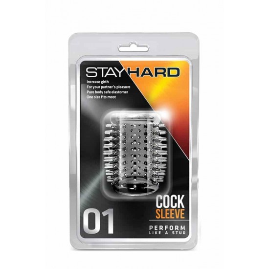 Stay Hard Cock Sleeve 01 – Компактен прозрачен пенис ръкав с релефна текстура