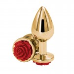 Анално украшение размер S златисто с червена роза Rear Assets Rose Small Red