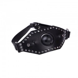 Фетиш топка за уста с кожен елемент Black ball gag
