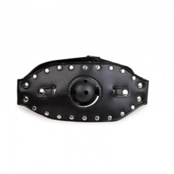 Фетиш топка за уста с кожен елемент Black ball gag