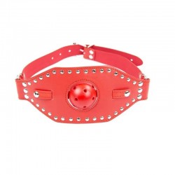 Ball gag с кожен колан за уста Red silence