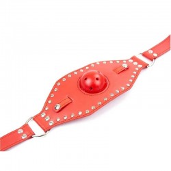 Ball gag с кожен колан за уста Red silence