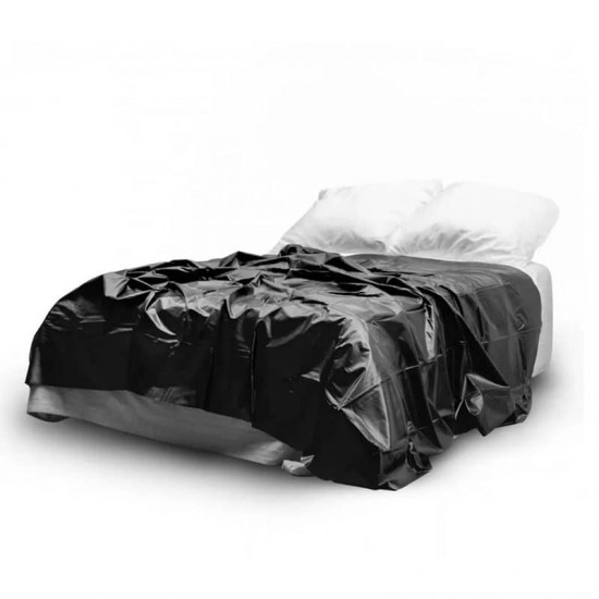 Винилово покривало за легло за мокри секс игри Sex black sheet