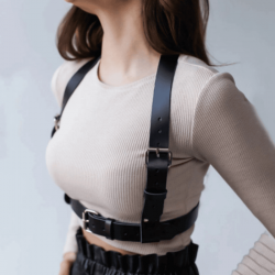 Кожен чокър за тяло HARNESS SYSTEM CLASSY OS