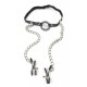 Фетиш аксесоар Ринг за уста с щипки за зърна O-ring Gag with Nipple Clamps