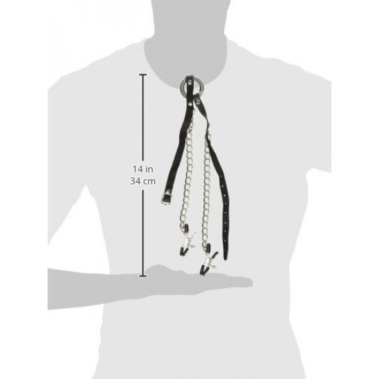 Фетиш аксесоар Ринг за уста с щипки за зърна O-ring Gag with Nipple Clamps