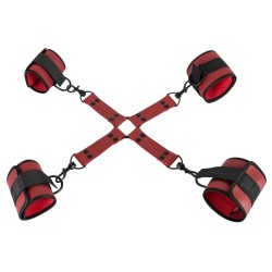 Кръстосани ремъци за връзване на ръце и крака BONDAGE SET REDBLACK