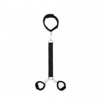 Секс чокър Soft Collar to Handcuffs With Leash Black