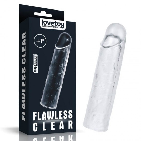 Пенис уголемител от прозрачен материал Flawless Clear Penis Sleeve Add 1''