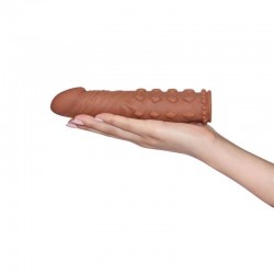 Пенис уголемител с релеф Pleasure X-Tender Penis Sleeve Brown 5