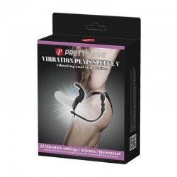 Простатен масажор с пенис ринг и клитор стимулатор Vibration Penis Sleeve V by Pretty Love