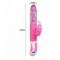 Вибратор с тласъци и въртене с клиторен заек Pink Bunny Vibrator